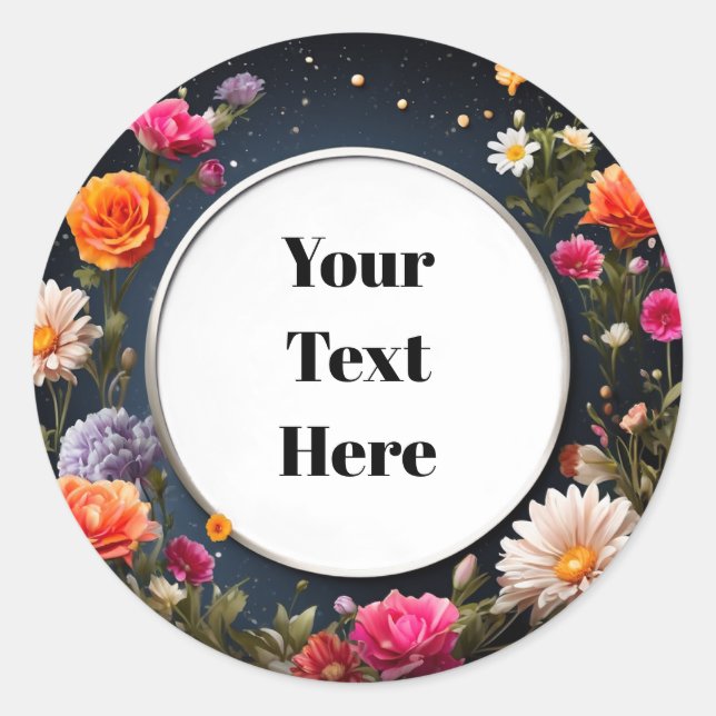 Pegatina de Personalizable floral Fiesta/Bodas (Anverso)