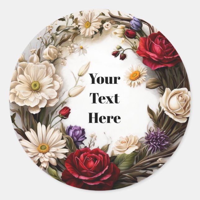 Pegatina de Personalizable floral Fiesta/Bodas (Anverso)