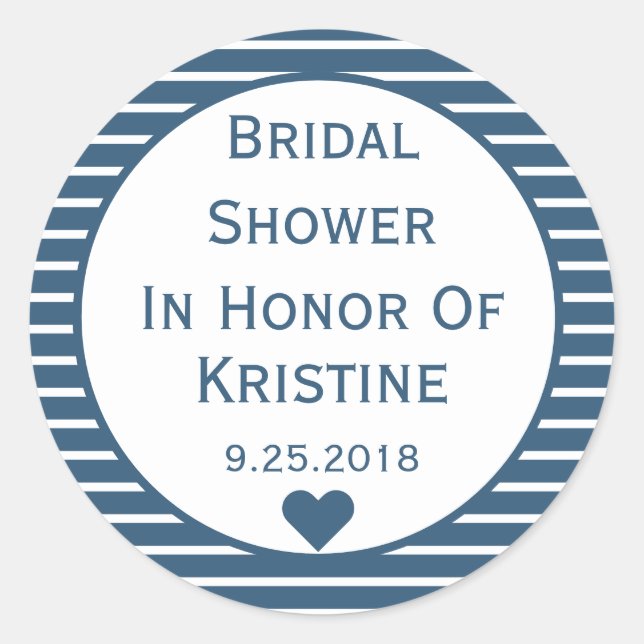 Pegatina de Personalizable Seersucker Blue Bridal  (Anverso)