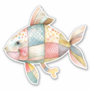 Pegatina de pescado en patchwork