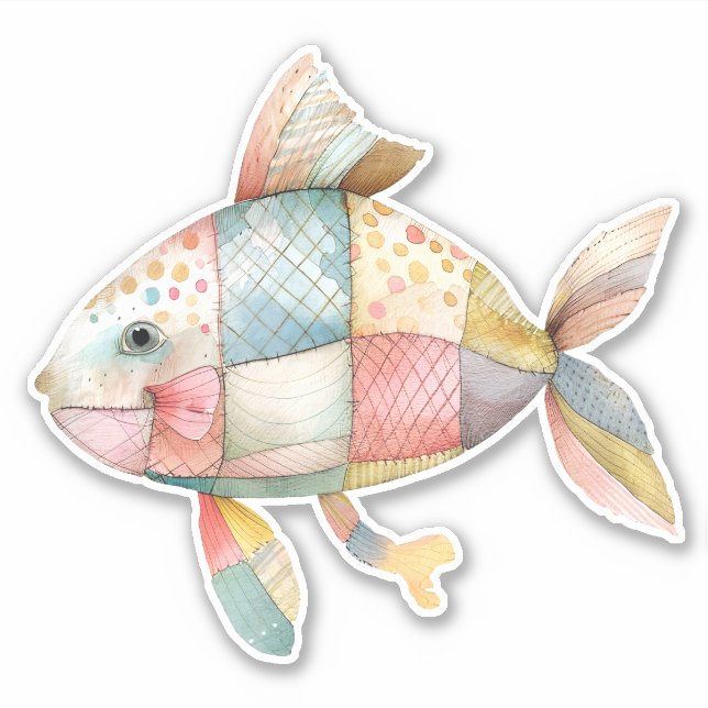 Pegatina de pescado en patchwork (Anverso)