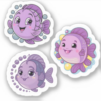 Pegatina de pescado morado