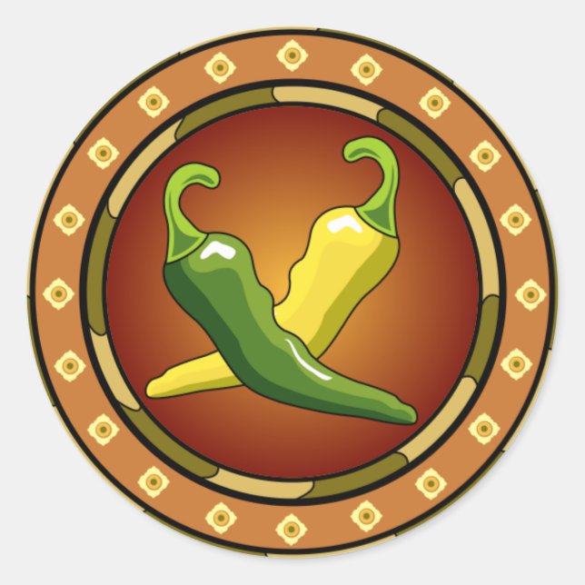 Pegatina de pimientos de chile de México (Anverso)