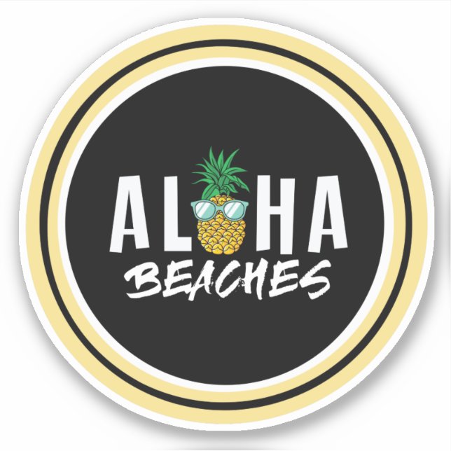 Pegatina de piña de las playas de Aloha (Anverso)