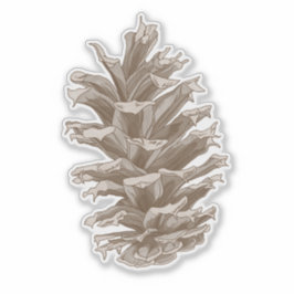 Pegatina de pinecona marrón monocroma