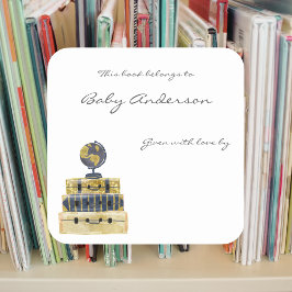 Pegatina de placa Baby Shower temática de viajes