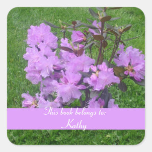 Pegatina de placa de biblioteca Rhododendron púrpu