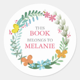 Pegatina de placa de flor de mariposa colorida