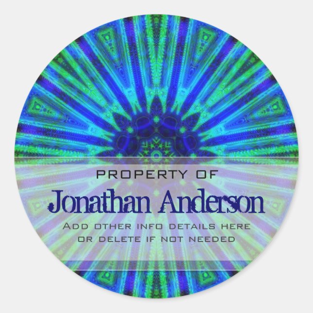 Pegatina de placa de flor verde geométrica (Anverso)