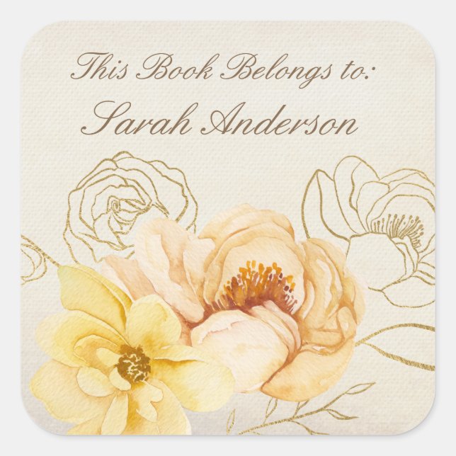 Pegatina de placa de libro de acuarela Este libro  (Anverso)