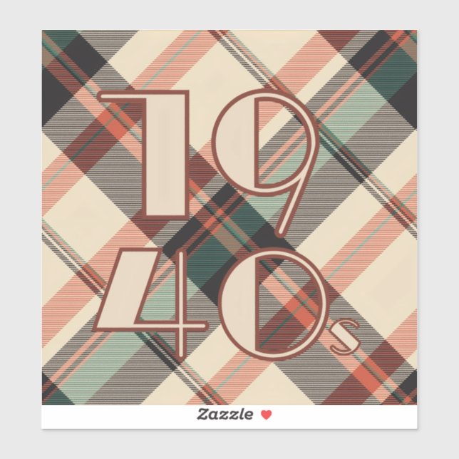 pegatina de Plaid Vinyl de los años 1940 (Hoja)