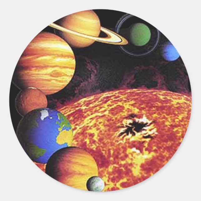 Pegatina de planetas de sistemas solares (Anverso)