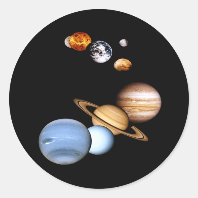 Pegatina de planetas de sistemas solares (Anverso)