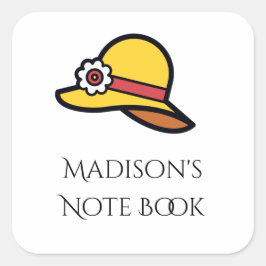 Pegatina de plantilla de gorra amarillo de nombre 