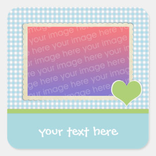Pegatina de plantilla fotográfica Blue Green Heart