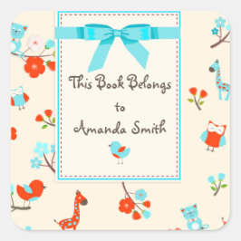 Pegatina de platillos para libros de animales y fl