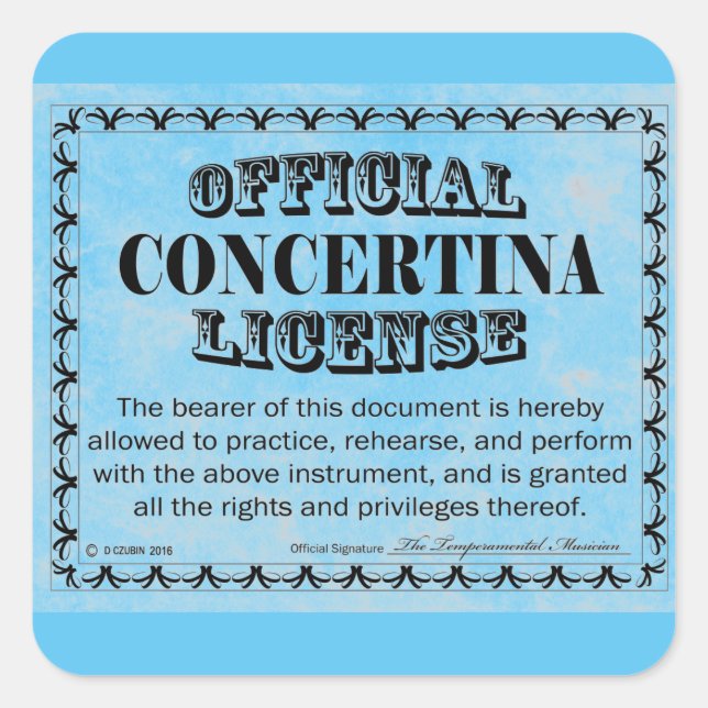 Pegatina de Plaza de Licencia Concertina (Anverso)