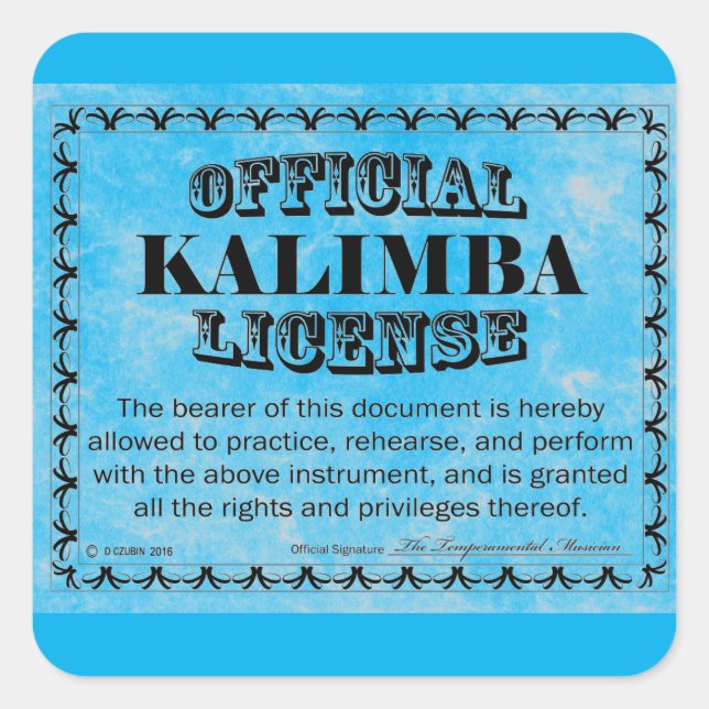 Pegatina de Plaza de Licencia de Kalimba (Anverso)