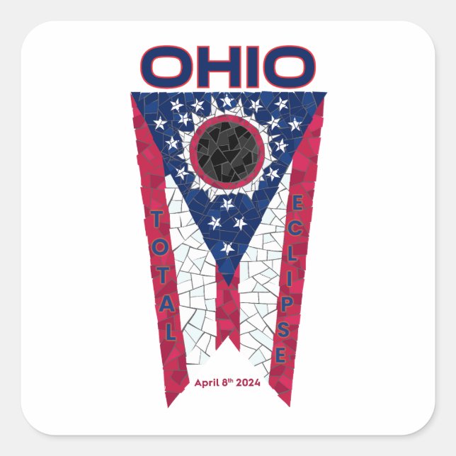 Pegatina de Plaza Eclipse Total Ohio (Anverso)
