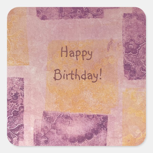 Pegatina de plaza Gel Square Purple and Gold (Anverso)