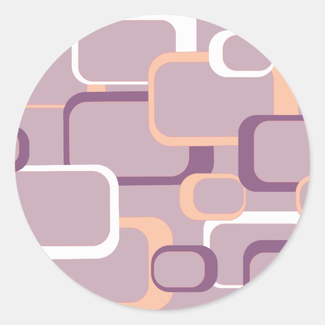 Pegatina de Plaza Retro Rosa y Púrpura (Anverso)