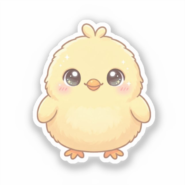 Pegatina de pollita adorable Kawaii (Anverso)