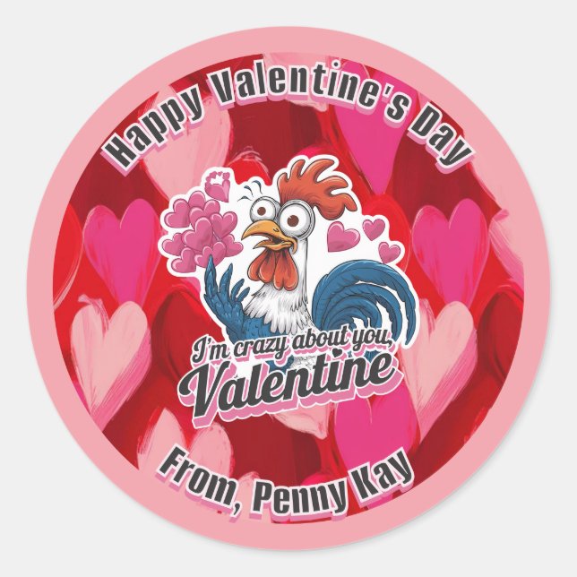 Pegatina de pollo Valentines (Anverso)