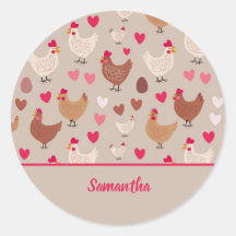 Pegatina de pollo y corazón