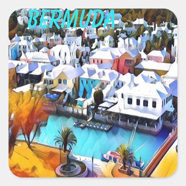 Pegatina de Pop Art Bermuda Square (Anverso)