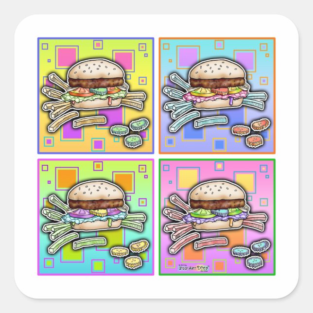 Pegatina de Pop Art HAMBURGER (Anverso)