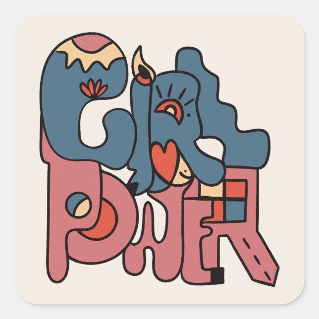 Pegatina de Power Square de chica (Anverso)