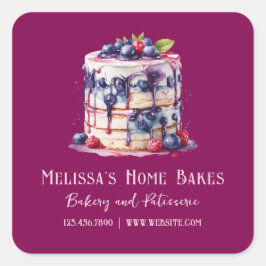 Pegatina de producto de pastelería acuarela