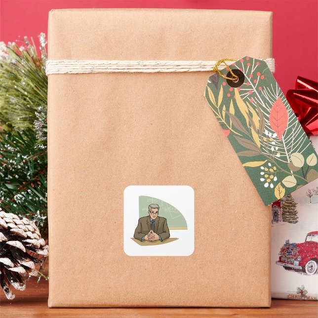 Pegatina de profesor en clase cuadrada (Subido por el creador)