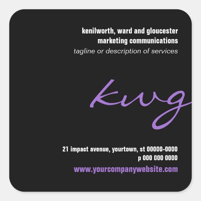 Pegatina de promoción de monograma de lino cursivo (Anverso)