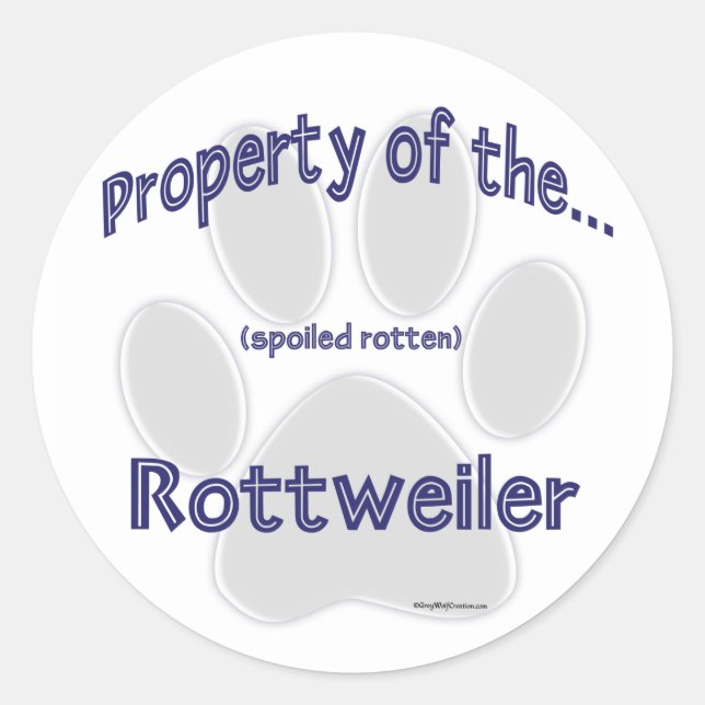 Pegatina de propiedades de Rottweiler (Anverso)