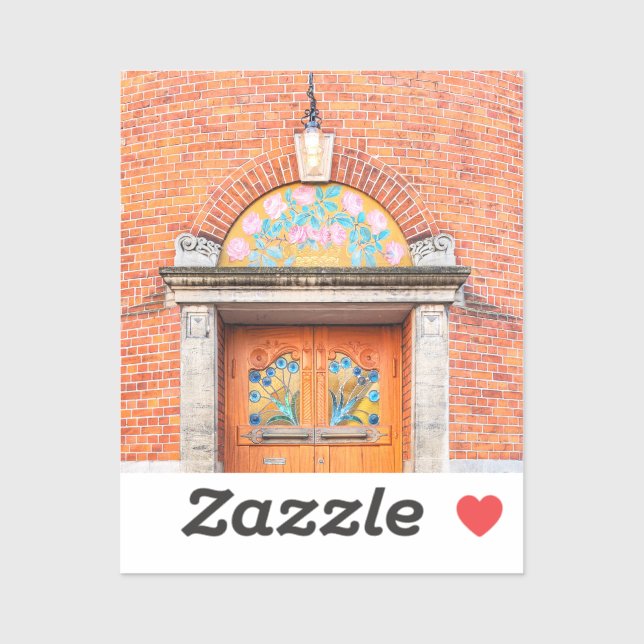 Pegatina de puerta danesa florida (Hoja)