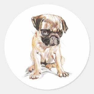 Pegatina de Pug – Pegatina redonda clásica, Amante