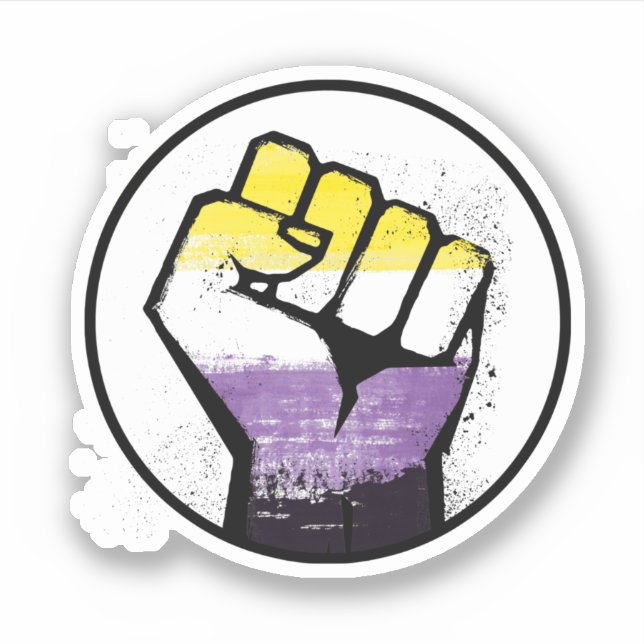 Pegatina de puño de resistencia no binario (Anverso)