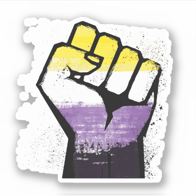 Pegatina de puño de resistencia no binario (Anverso)