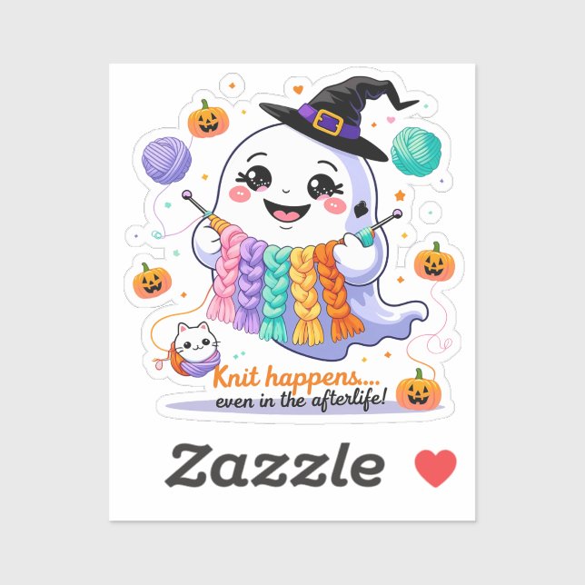 Pegatina de punto fantasma Kawaii - Gif de Hallowe (Hoja)