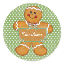 Pegatina de Punto Polka de Gingerbread Boy