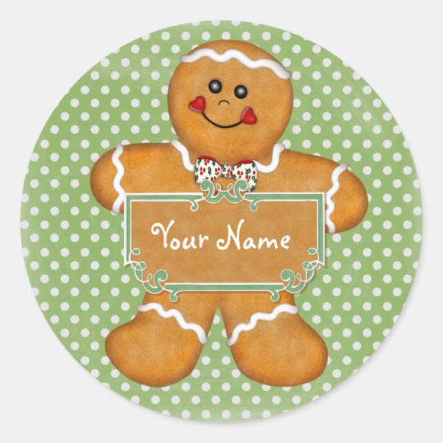 Pegatina de Punto Polka de Gingerbread Boy (Anverso)