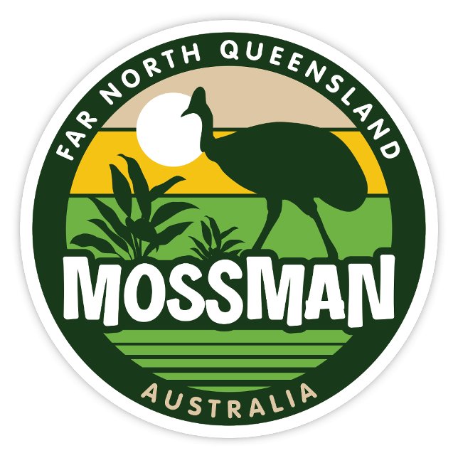 Pegatina de Queensland Australia (Mossman Far North Queensland, Australia Retro Round Sticker)