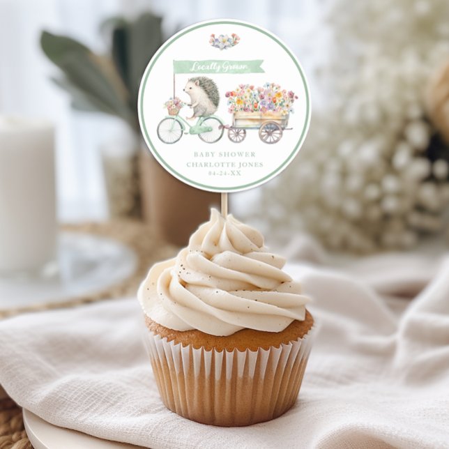 Pegatina de quequito Baby Shower Hedgehog de creci (Baby Shower Favor Sticker For Many Uses)