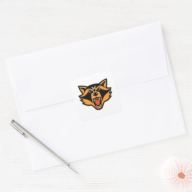 Pegatina de Raccoon Face Square furioso (Subido por el creador)