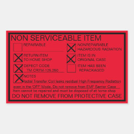 Pegatina de radiación de fugas no reparable