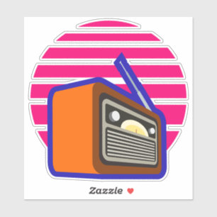 Pegatina de Radio Retro Gráfico de Música Clásic