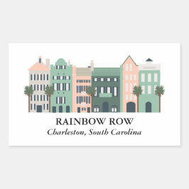 Pegatina de Rainbow Row Charleston en Carolina del