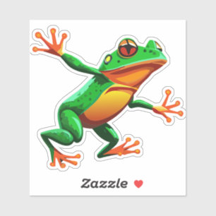 Pegatina de rana de árbol de baile de bebé lindo