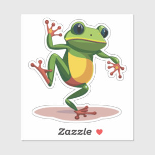 Pegatina de rana de árbol de baile de bebé lindo